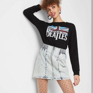 Acid Wash Denim Skirt
